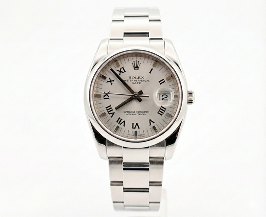 ROLEX – Oyster Perpetual Date 36 mm | Automatique | Acier | Cadran argent à chiffres romains