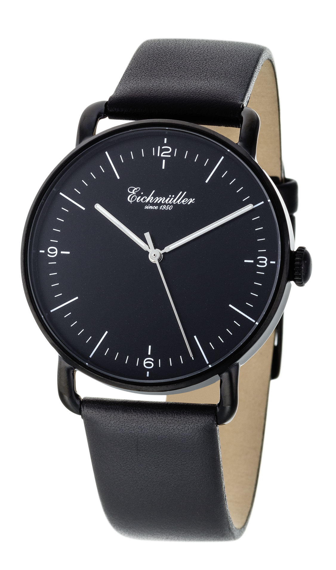 Montre Homme Épure Noire – Eichmüller x Crescendo | Quartz Japonais – Cuir Véritable