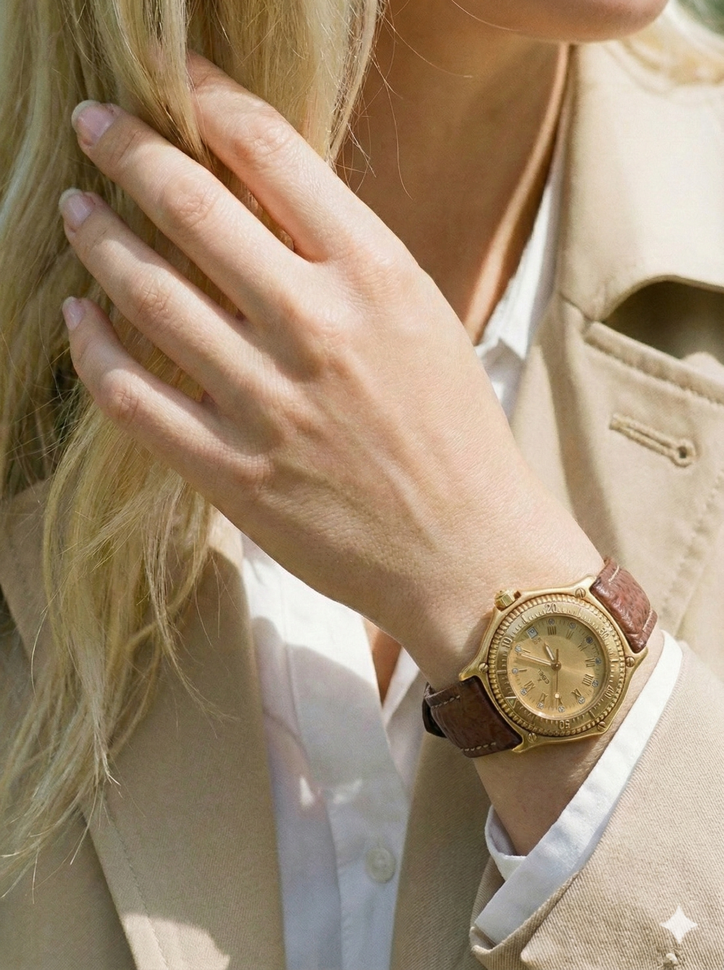 EBEL – Discovery | Or jaune | Quartz | Cuir | Lunette tournante