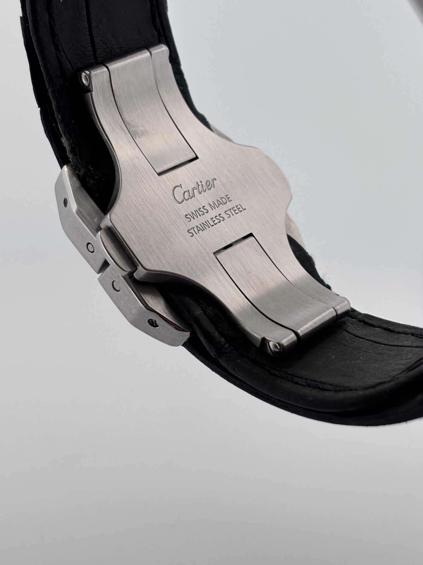 Cartier – Santos 100 | Acier | Automatique | Bracelet cuir | Excellent état