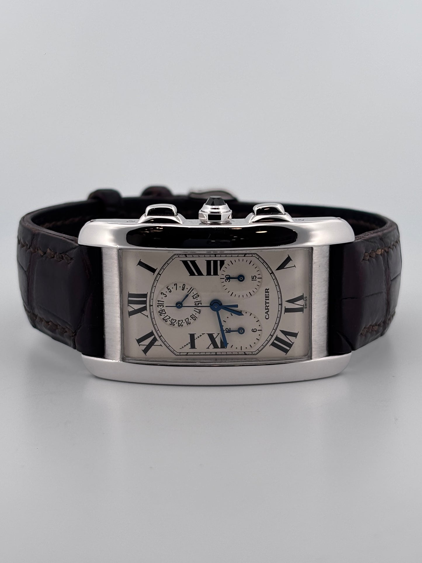 Cartier Tank Américaine Chronoflex Or Blanc 18K | Révision Cartier Complète