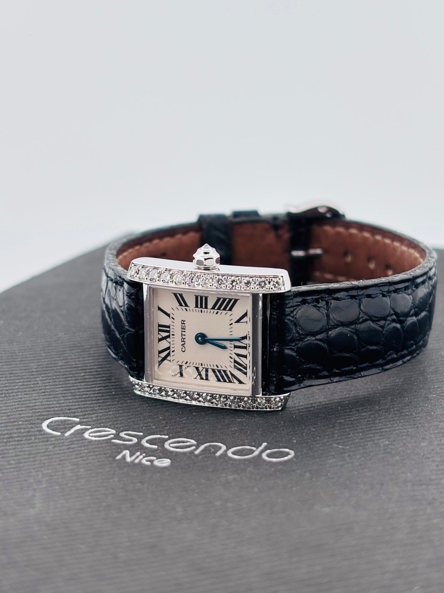 Cartier Tank Française Diamants Or Blanc 18K Réf. 2403