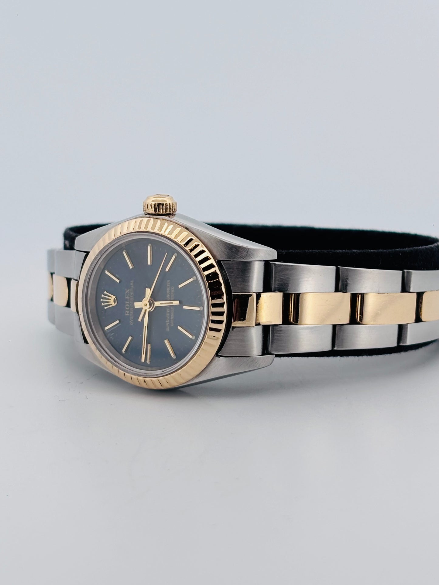 Rolex Oyster Perpetual Lady Date 24 mm Or & Acier Cadran Bleu