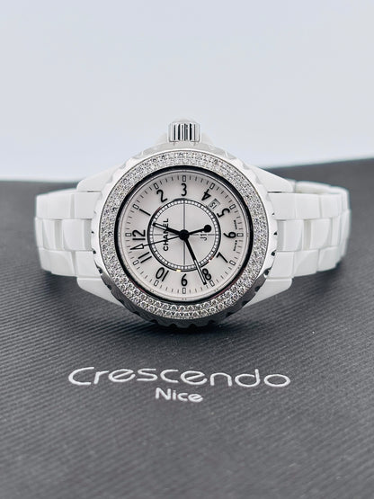 Chanel J12 33 mm Céramique Blanche & Diamants Réf. H0967
