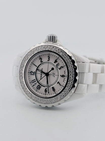 Chanel J12 33 mm Céramique Blanche & Diamants Réf. H0967