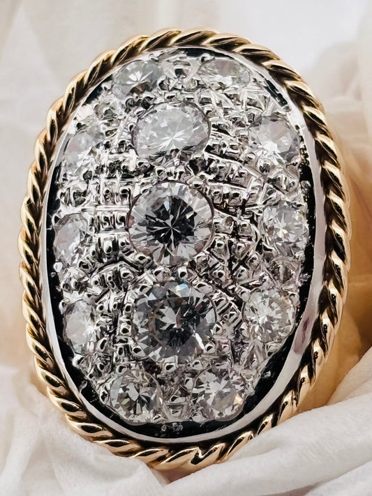 Vintage Diamond Ring in 18K Yellow Gold & Platinum