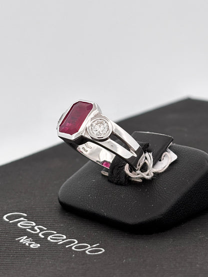 BAGUE RUBIS NON CHAUFFÉ | Or blanc 18k | 3,00 ct | Taille 58 | 9 g