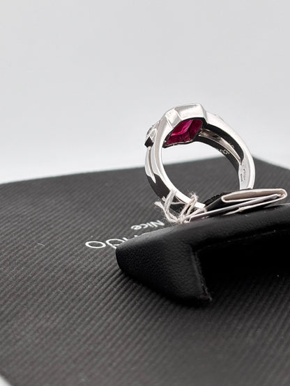 BAGUE RUBIS NON CHAUFFÉ | Or blanc 18k | 3,00 ct | Taille 58 | 9 g