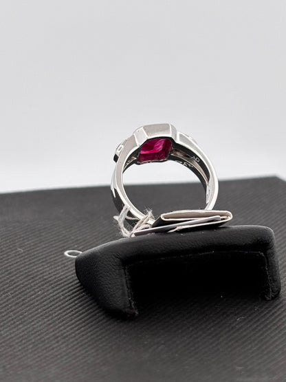 BAGUE RUBIS NON CHAUFFÉ | Or blanc 18k | 3,00 ct | Taille 58 | 9 g