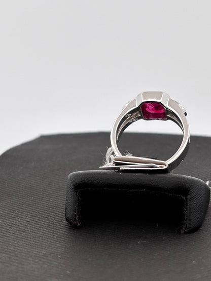 BAGUE RUBIS NON CHAUFFÉ | Or blanc 18k | 3,00 ct | Taille 58 | 9 g