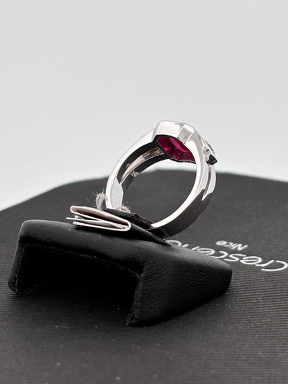 BAGUE RUBIS NON CHAUFFÉ | Or blanc 18k | 3,00 ct | Taille 58 | 9 g