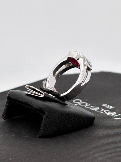 BAGUE RUBIS NON CHAUFFÉ | Or blanc 18k | 3,00 ct | Taille 58 | 9 g