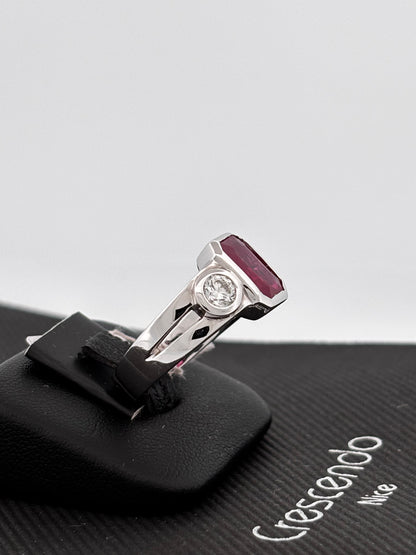 BAGUE RUBIS NON CHAUFFÉ | Or blanc 18k | 3,00 ct | Taille 58 | 9 g