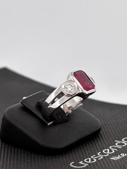 BAGUE RUBIS NON CHAUFFÉ | Or blanc 18k | 3,00 ct | Taille 58 | 9 g