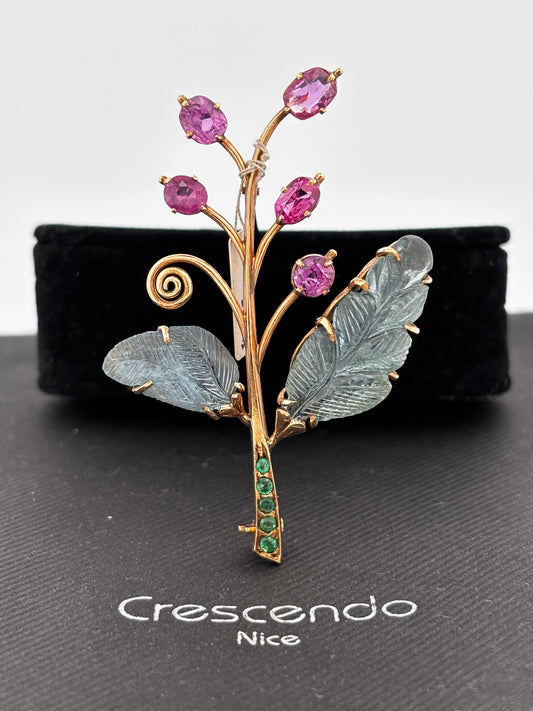 Broche gold rubi eme