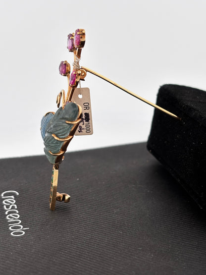 Broche gold rubi eme