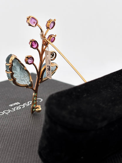 Broche gold rubi eme