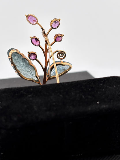 Broche gold rubi eme