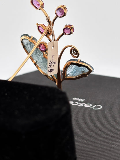 Broche gold rubi eme