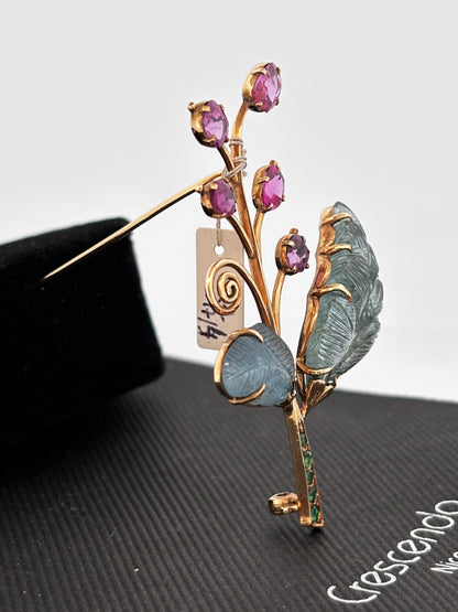 Broche gold rubi eme