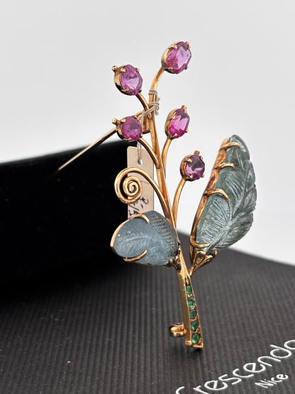 Broche gold rubi eme