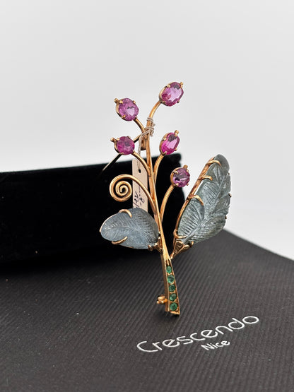 Broche gold rubi eme