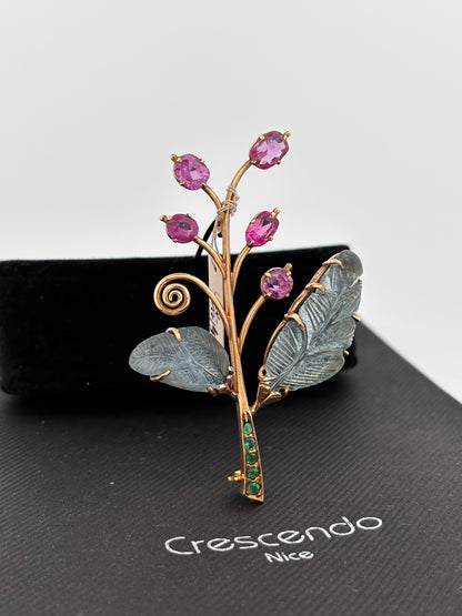 Broche gold rubi eme