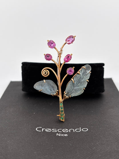 Broche gold rubi eme