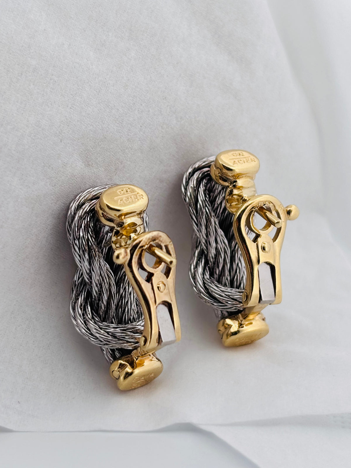 FRED Force 10 Vintage – Boucles d’Oreilles en Or Jaune & Acier