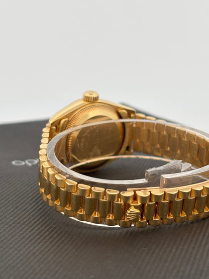 ROLEX – Lady-Datejust | Or jaune 18K | Cadran champagne diamants | Bracelet Président