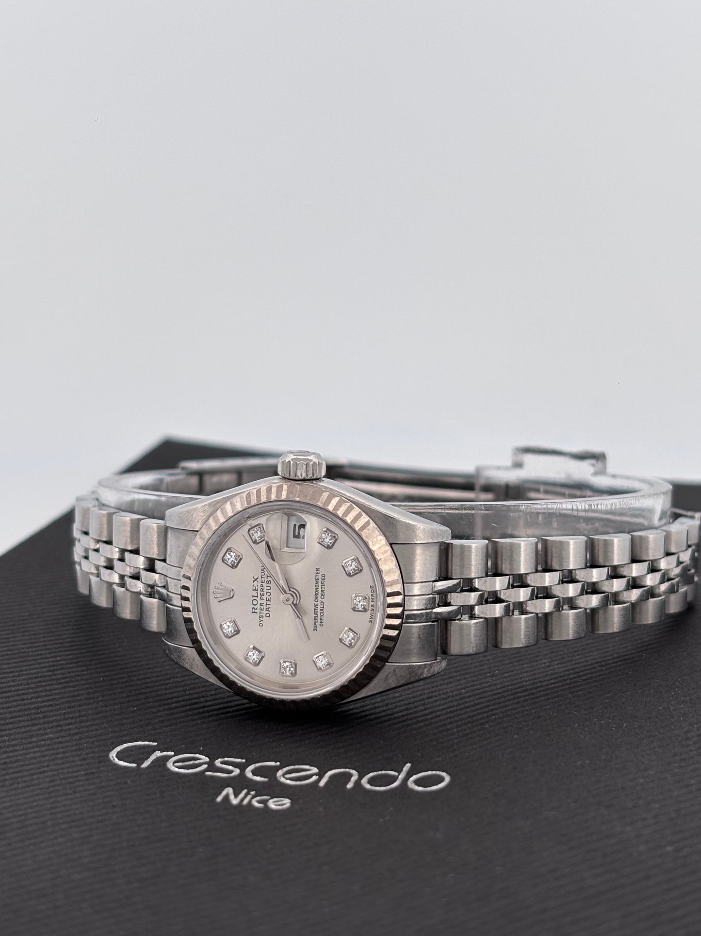 ROLEX | Lady-Datejust | Acier & Or blanc 18K | Cadran gris diamant | Bracelet Jubilée