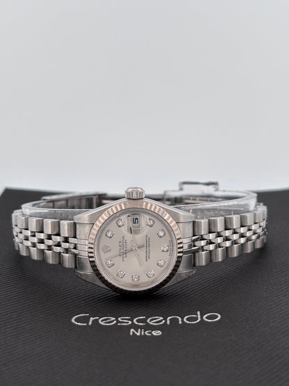 ROLEX | Lady-Datejust | Acier & Or blanc 18K | Cadran gris diamant | Bracelet Jubilée