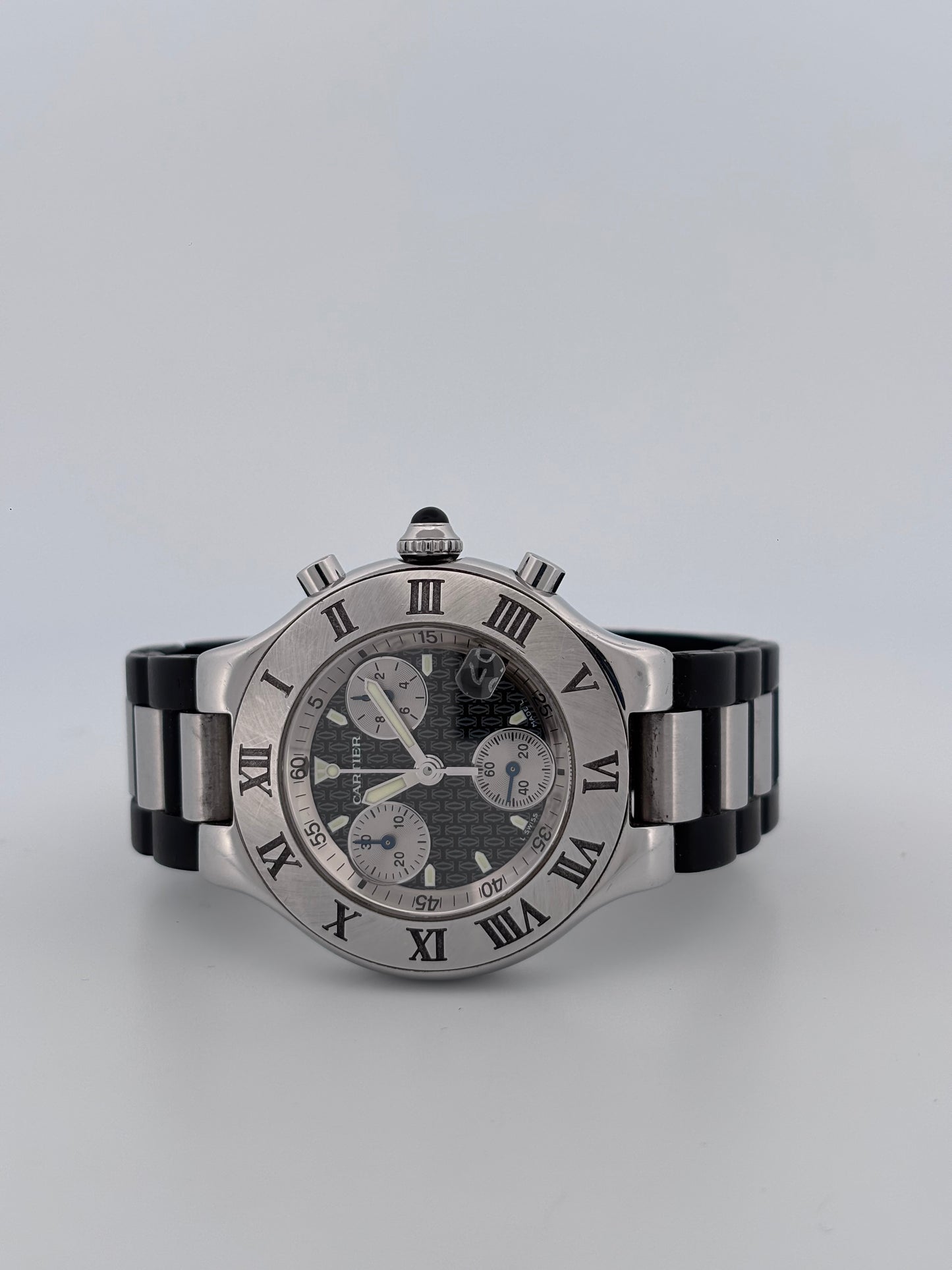 CARTIER – Must 21 Chronographe | Acier & Caoutchouc | Cadran motif double-C | 38 mm