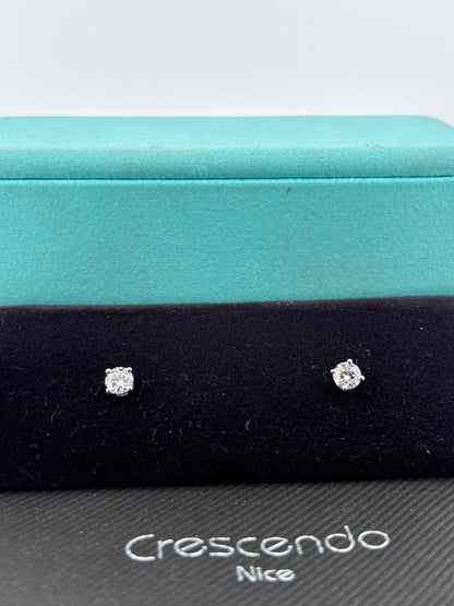 TIFFANY & Co – Boucles d’oreilles « Solitaire » | Or blanc 18K | Diamants 0,70 ct (total) | Brilliant Cut