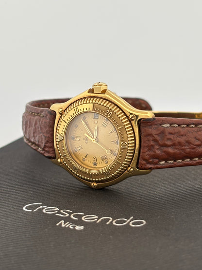 EBEL – Discovery | Or jaune | Quartz | Cuir | Lunette tournante