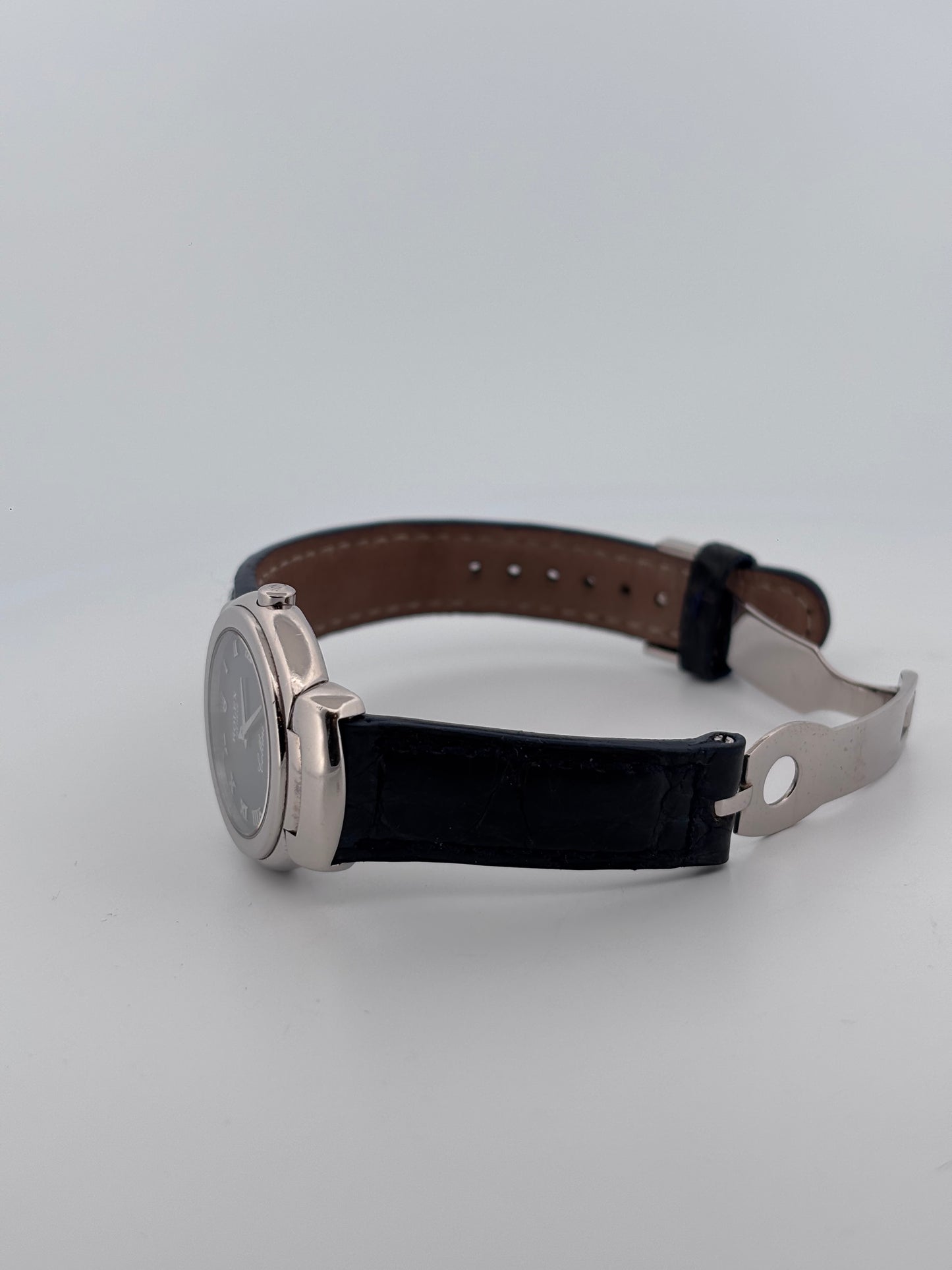 ROLEX – Cellini Or Blanc 18K | Cadran Bleu | 26 mm | Bracelet Cuir | Circa années 2000