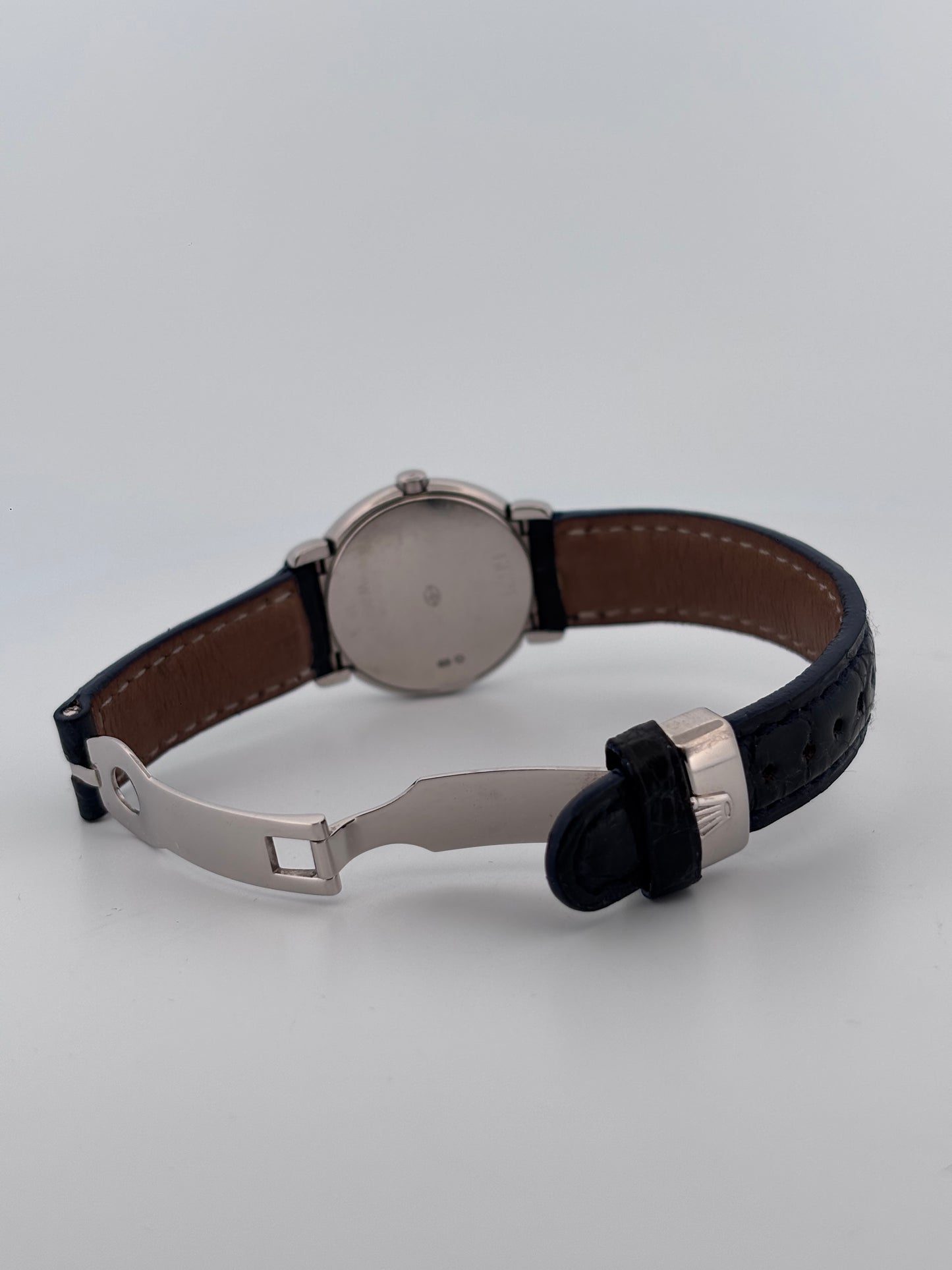 ROLEX – Cellini Or Blanc 18K | Cadran Bleu | 26 mm | Bracelet Cuir | Circa années 2000