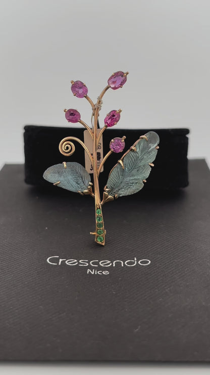 Broche gold rubi eme