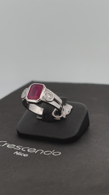 BAGUE RUBIS NON CHAUFFÉ | Or blanc 18k | 3,00 ct | Taille 58 | 9 g