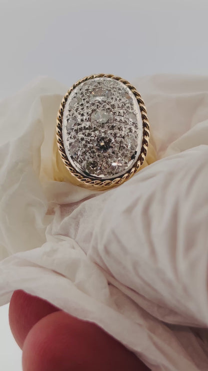 Vintage Diamond Ring in 18K Yellow Gold & Platinum